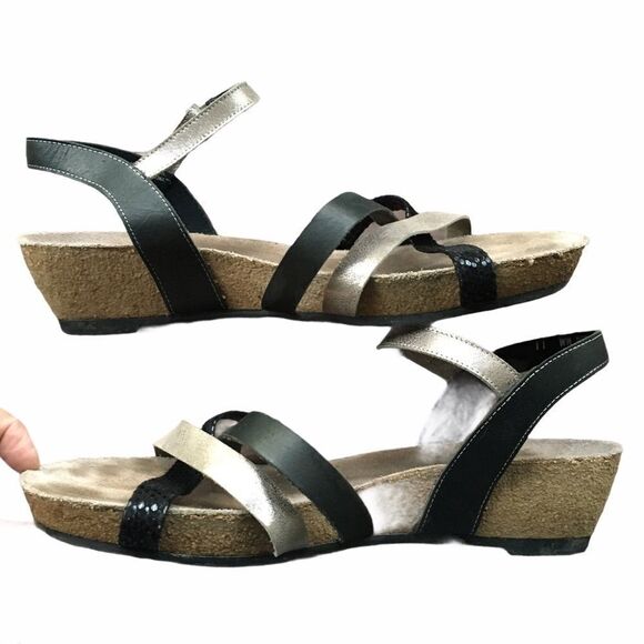 MUNRO Cork Wedge Strappy Leather Sandals Summer Shoes 11 - Picture 2 of 11